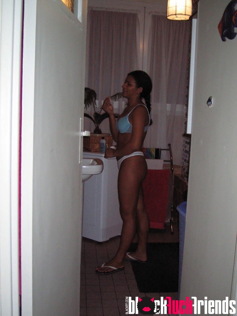 Beautiful ebony teen girlfriend poses at home, sunbathing naked,... picture